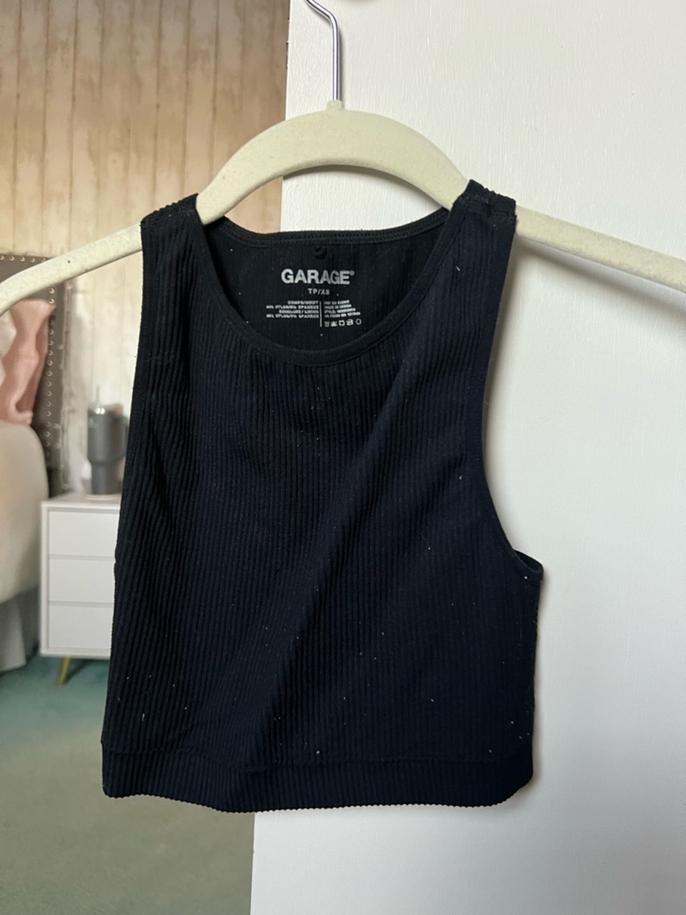 Garage Black Ribbed Cropped Tank Top